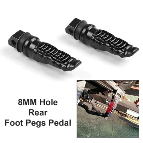2pcs Universal 8mm Hole Aluminum Motorcycle Rear Passenger Foot Pegs Footrests