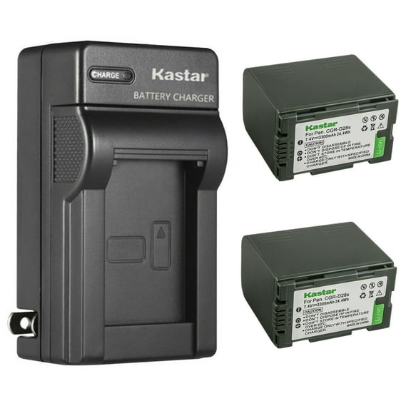 Kastar 2-Pack DZ-BP28 Battery and AC Wall Charger Replacement for Hitachi DZ-BP08, DZ-BP16, DZ-BP28 Battery, Hitachi DZ-MV100A , DZ-MV100E, DZ-MV200, DZ-MV200A, DZ-MV208, DZ-MV208E, DZ-MV100