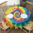 thumbnail image 3 of Colorful Rainbow Tie Dye Spiral Pattern Round Tablecloth 60"x60",Wrinkle Wipeable Table Cloth for Kitchen Dining Room Picnic Patio Party, 3 of 6