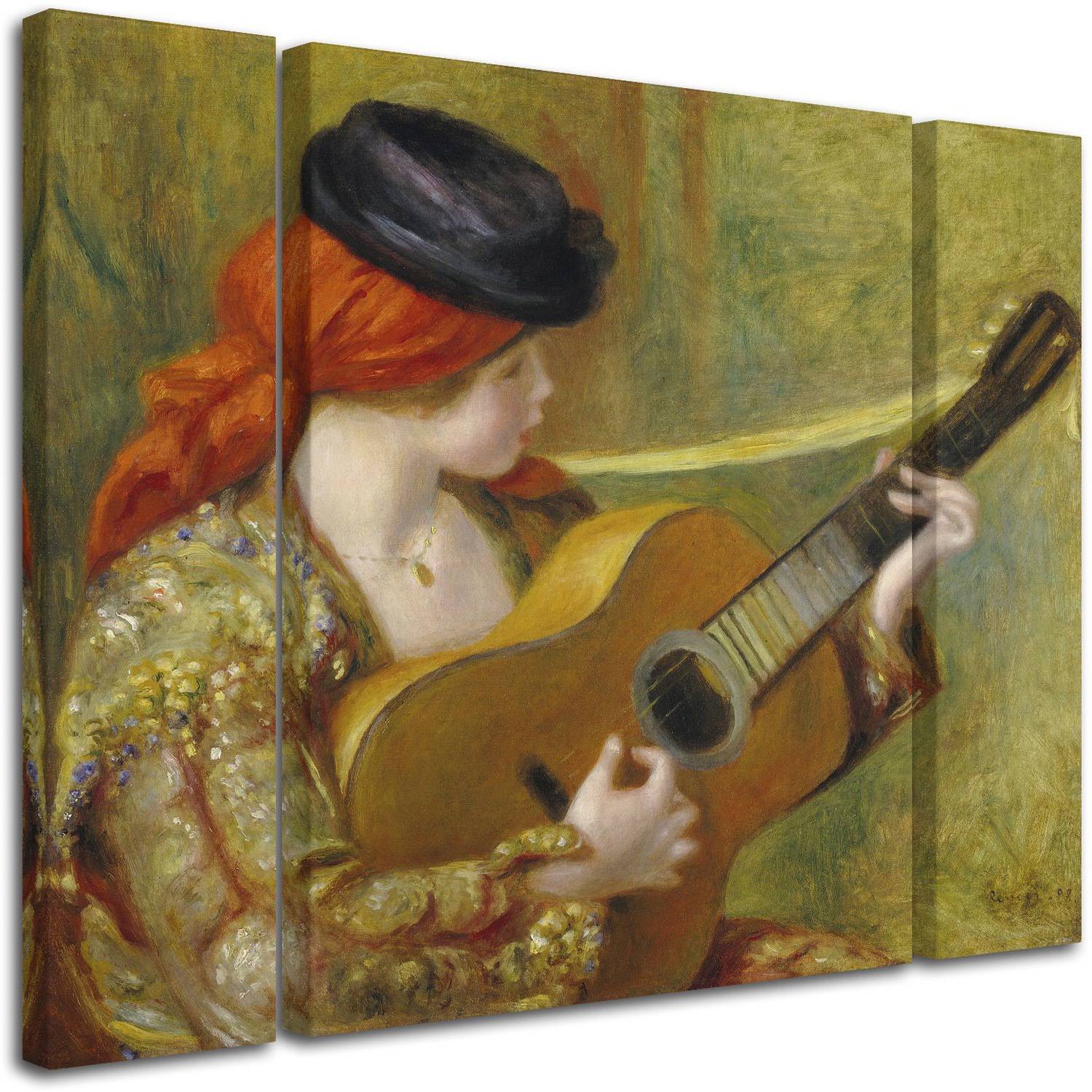 Trademark Fine Art ''Young Woman with a Guitar'' by Pierre Renoir 30" x 41" Multi Panel Art Set Large (886511916463)