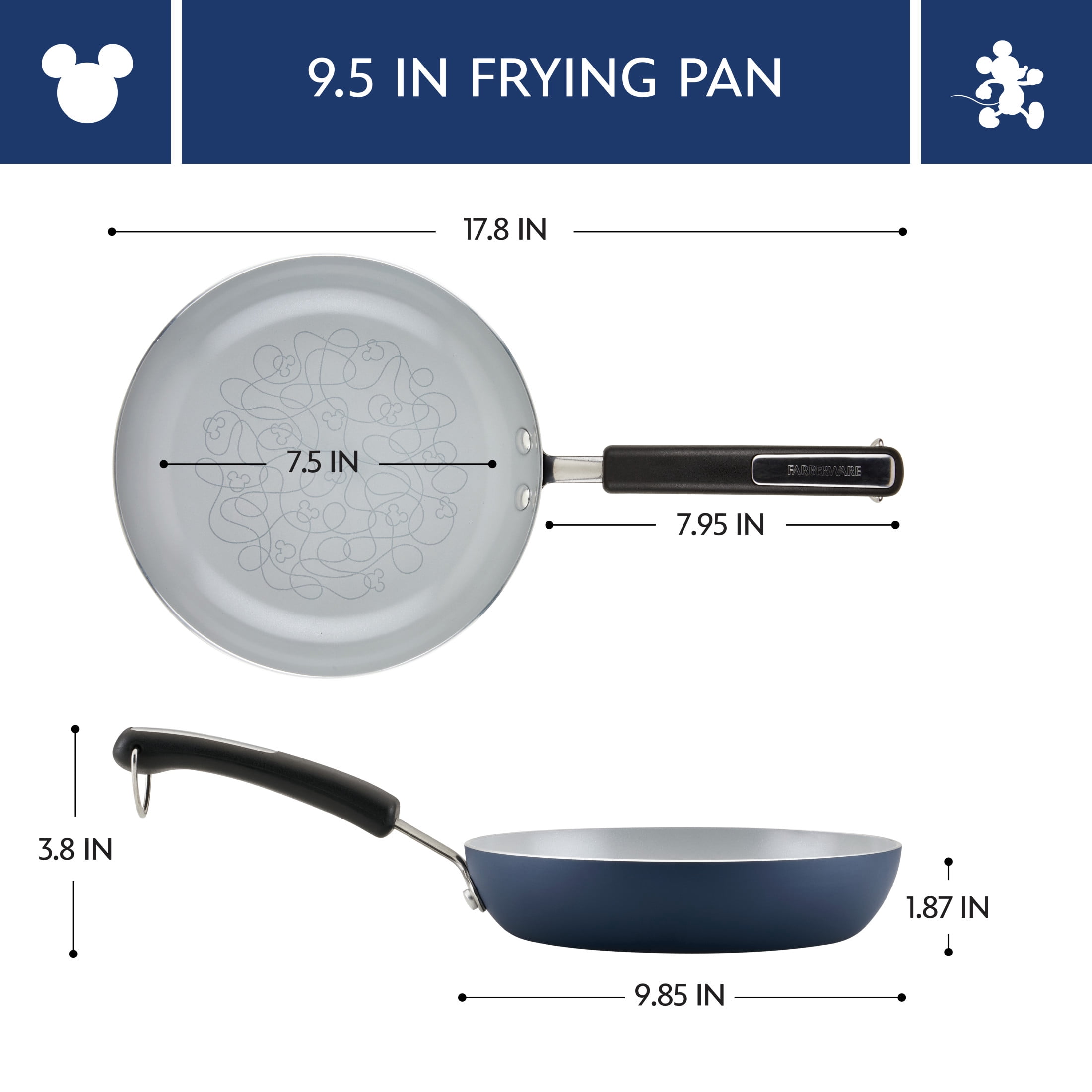 Farberware Disney 9.5 inch Ceramic Nonstick Frying Pan, Blue