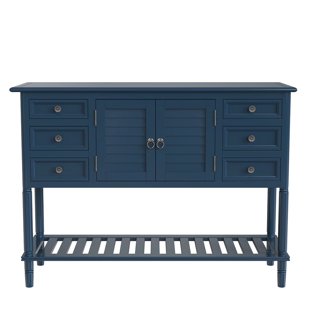 Lowestbest 45" Modern Console Table, Sofa Table with 6 Drawers, 1 Cabinets and 1 Shelf, Navy Blue Lowestbest 45" Modern Console Table, Sofa Table with 6 Drawers, 1 Cabinets and 1 Shelf, Navy Blue
