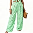 thumbnail image 4 of Kezqiaxn Womens Wide Leg Trousers 2026 High Waisted Dress Pants with Pockets Checkered Pattern Business Work Pants, 4 of 9