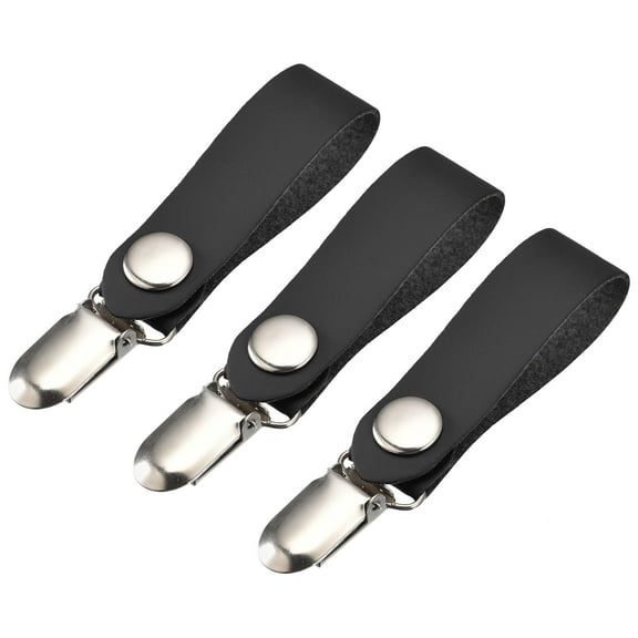 Hat Clips for Travel, 3 Pack PU Leather Hat Clips for Women Hat Companion, Black