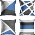 thumbnail image 1 of Set of 4 Throw Pillow Covers Modern Abstract Stripe Simple Geometric Acrylic Bold Decorative Pillow Cases Home Decor Square 20x20 Inches Pillowcases(Grey Blue), 1 of 5