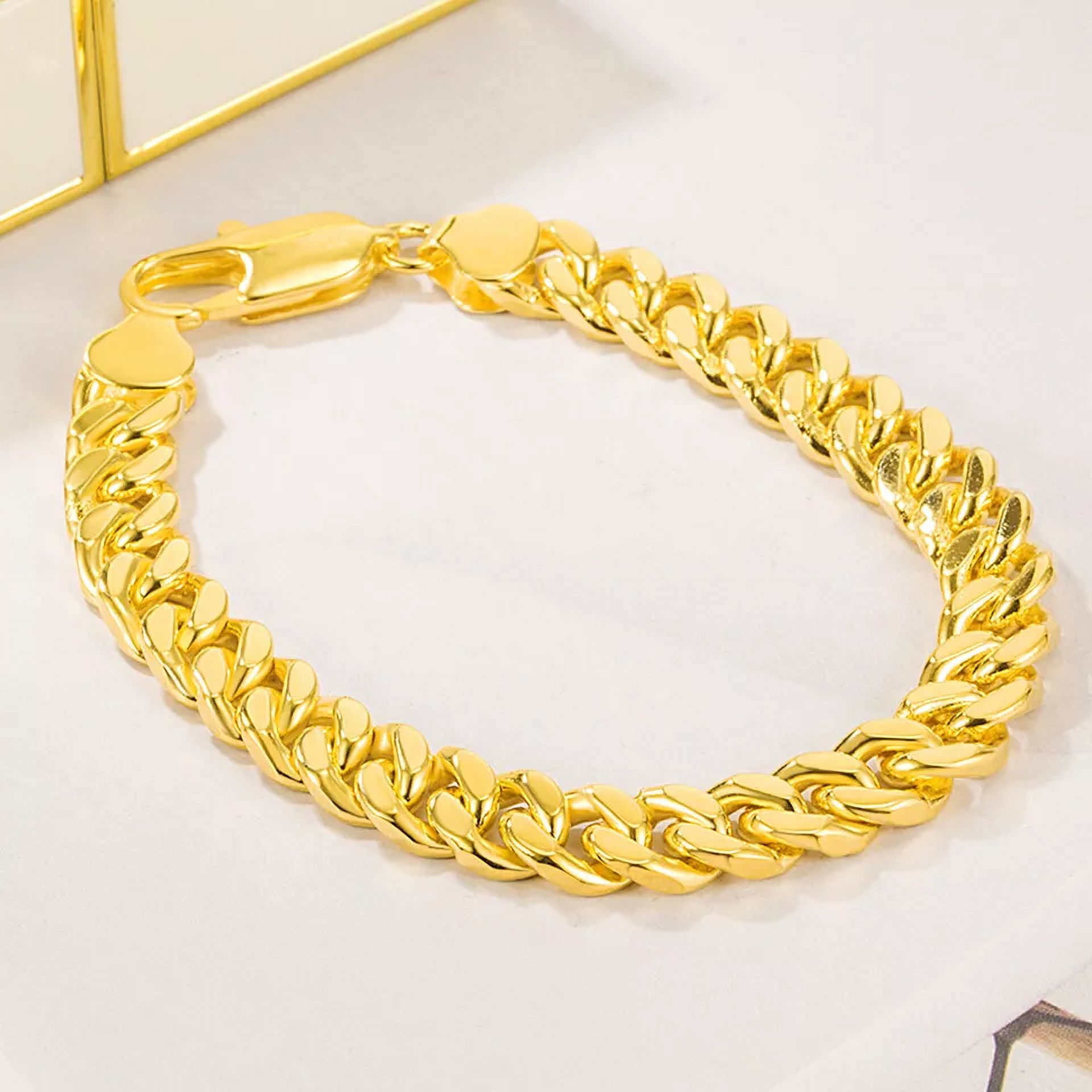 8mm Cuban Link Chain Bracelet 925 Sterling Silver Size 8" Men's Hip Hop Curb Chain