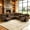 Brown+6 Seat, variant on Aukfa 3-Piece Power Recliner Sofa Set 6 Seat Sectional Couch with LED Light, Cup Holders&Storage Console, Burgundy