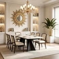 thumbnail image 6 of Modern Luxury Rectangular Dining Table,65"-95" Marble-Look Sintered Stone Top,Special-shaped Metal Base,Scratch-resistant, durable and easy to clean,6-10 seater Large Table for Dining Room,Satinwhite, 6 of 6