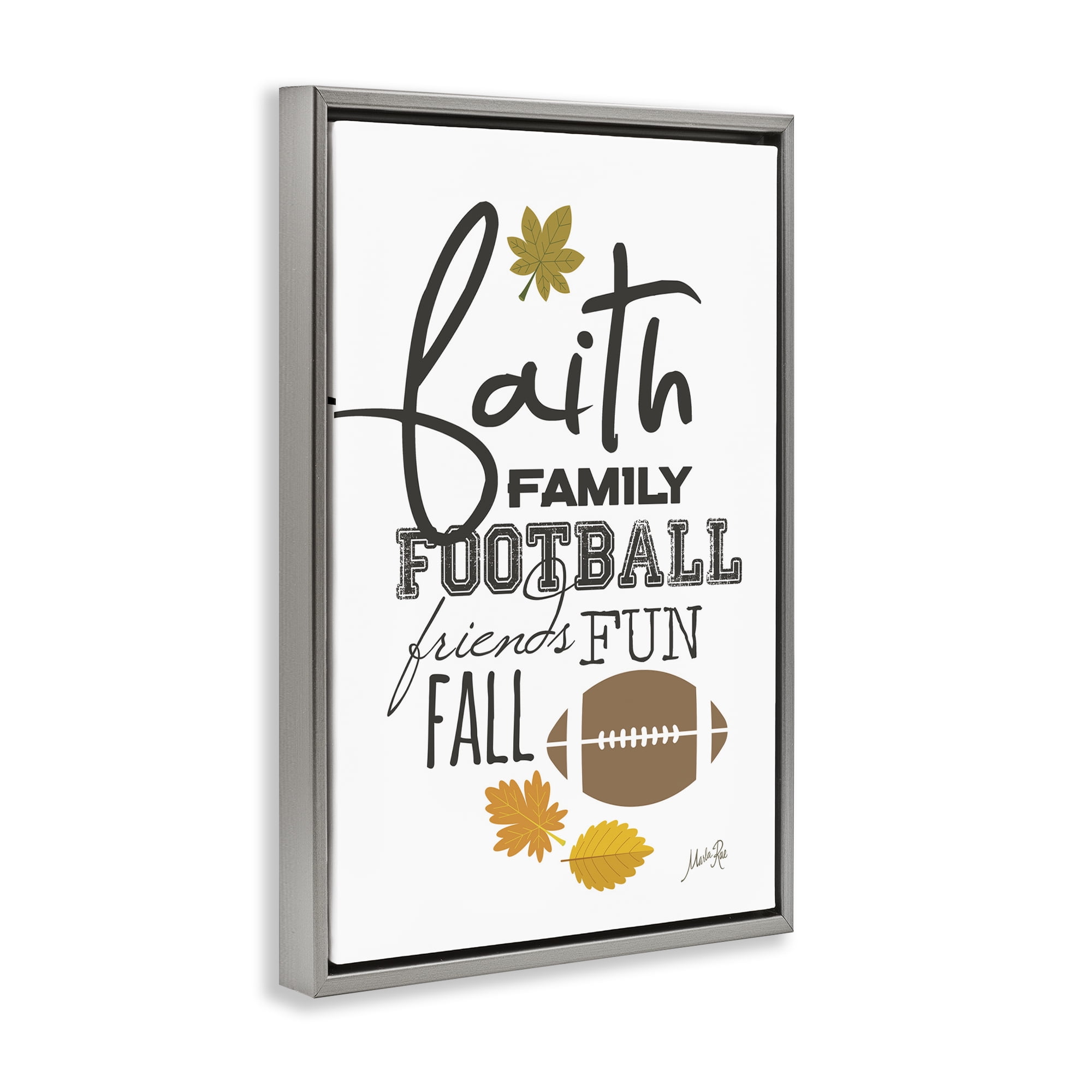 Stupell Industries Faith Family Football Sports Painting Gray Floater Framed Art Print Wall Art, 21 x 31