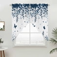 thumbnail image 2 of Swag Valance Curtains for Windows, Blue Spring Botanical Light Filtering Kitchen Curtains with Rod Pocket, Weeping Eucalyptus Butterfly Window Treatment Valances for Living Room, 28x36 - 2 PCS, 2 of 9