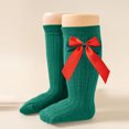 thumbnail image 4 of Lilgiuy Christmas Socks for Newborn Infants Girls Tube Ruffled Long Stockings with Bow Knot Toddlers Warm School (Army Green, 2-4 Years), 4 of 4