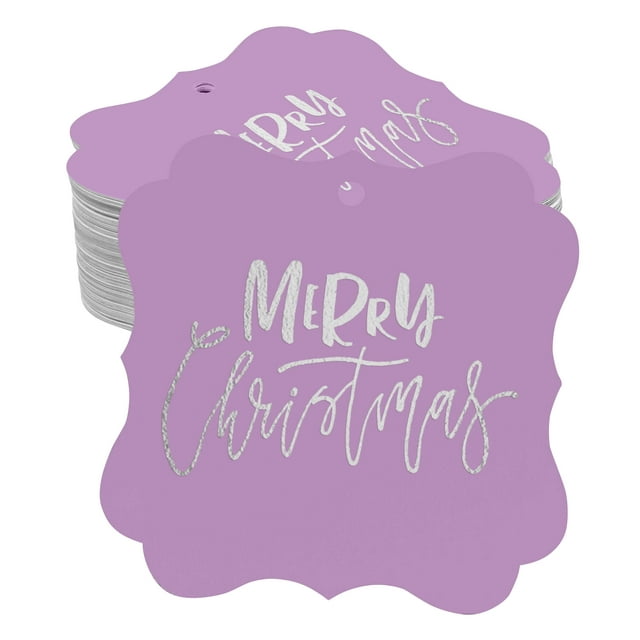 Inkdotpot Étiquettes de Bouteille Joyeux Noël en Argent Véritable Forme de Support Lot de 50