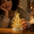 thumbnail image 7 of Tabletop Christmas Night Light, Lighted Mini Glass Christmas Tree with Star Topper, Festive Holiday Centerpiece for Home Mantel Shelf Office Desk Party Decoration, 7 of 7
