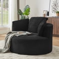 thumbnail image 7 of FFH Round Accent Chair, 48.8" Oversized Living Room Chair, Corduroy Chaise Lounge Chair Indoor, Barrel Chairs for Adults, Black, 7 of 7