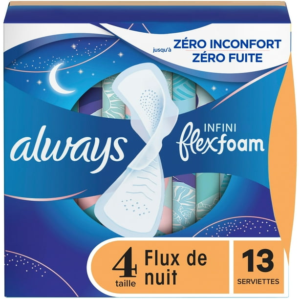 Always Infinity with FlexFoam Pads, Size 4, Overnight, with Wings