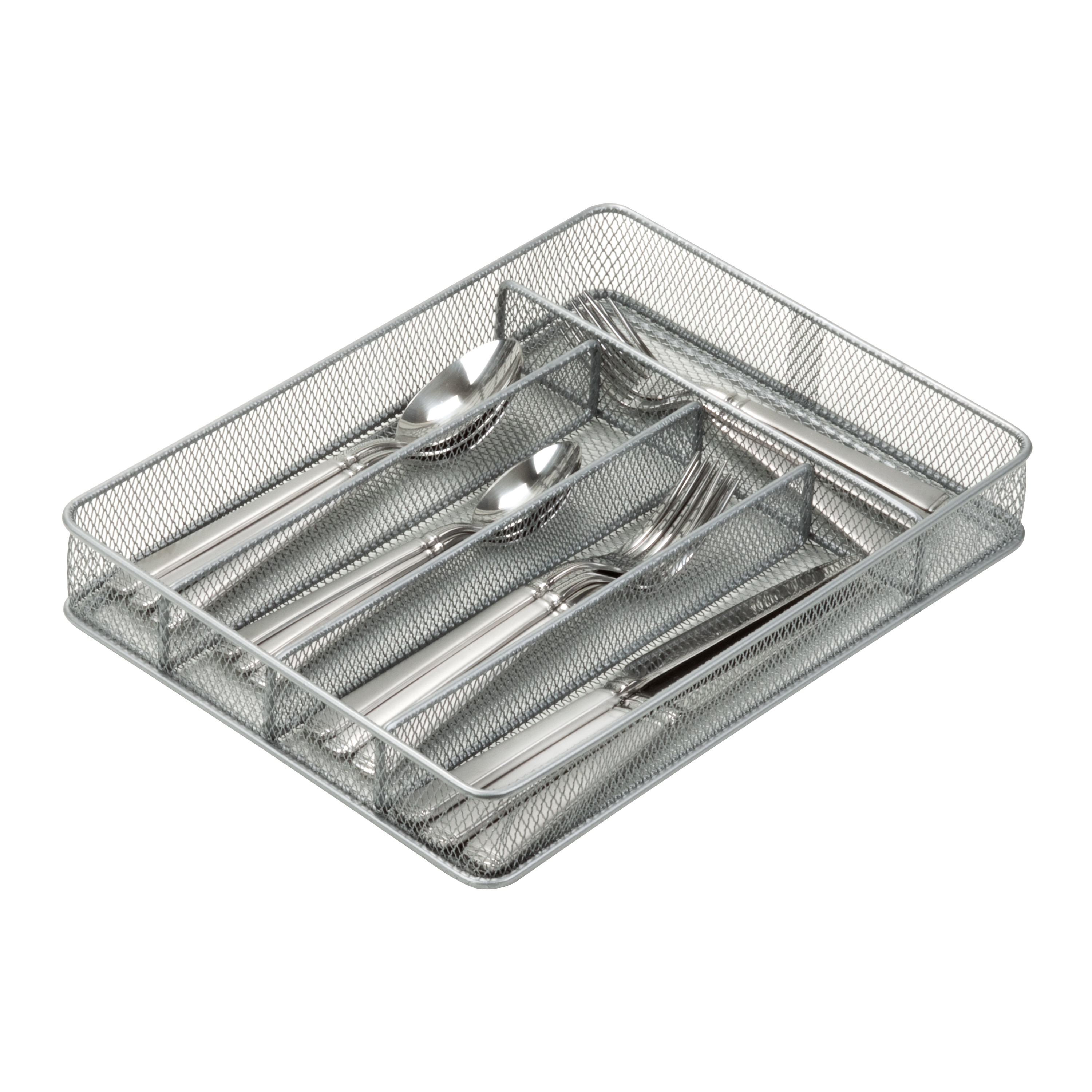 Honey-Can-Do Steel Mesh 12.25” x 9.25” x 2” 5-Compartment Drawer Organizer Tray, Silver - image 4 of 5