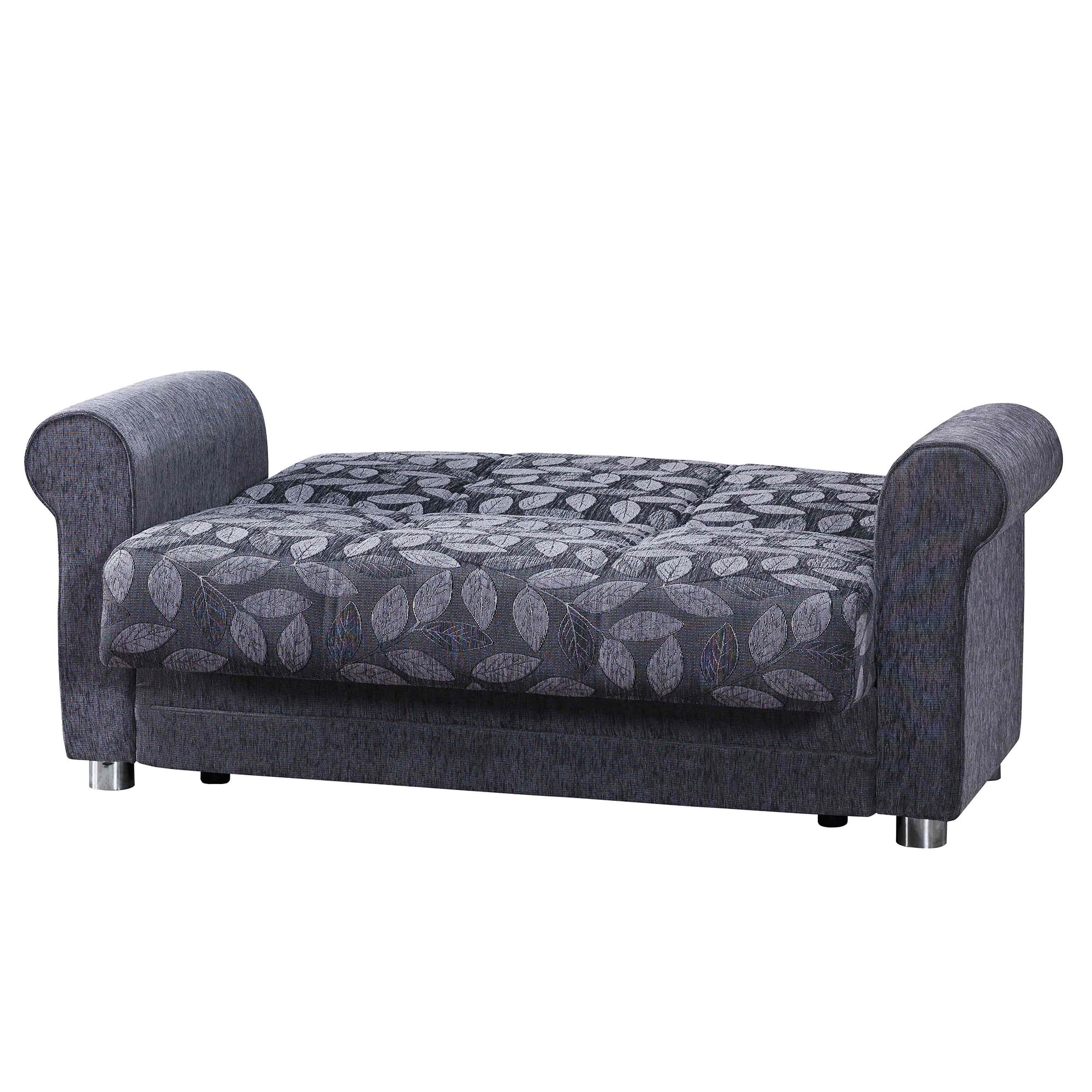 Ottomanson Convertible Sleeper Loveseat with Hidden Storage, Firm Seating, Gray