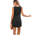 thumbnail image 4 of Women's Denim Dress Sleeveless Stretchy Crewneck Vintage Button Down Jean Dresses with Patch Pocket, 4 of 5