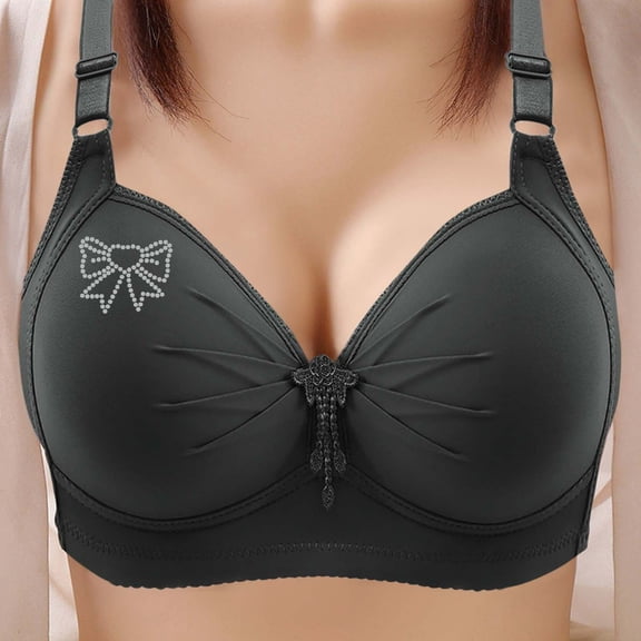gakvbuo Plus Size Bras for Woman Full Coverage Bras Women's Large-size Rims-free Adjustable Gathered Breathable Full-cup Underwear Daily Bra