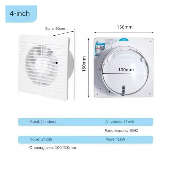 4 6 8 Inch Energy Saving Exhaust Fan Wall Mounted Anti Mosquito Ventilator Extractor for Kitchen Bathroom Toilet ,Easy to Install