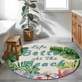 thumbnail image 4 of Summer Round Area Rugs 3 ft, Life Is Better At The Beach Linen Texture Washable Small Area Rug with Non-Slip Sturdy Edge Binding Round Front Door Mat Floor Carpet for Entryway, 4 of 9