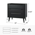 thumbnail image 3 of Modern Wooden Storage Accent Cabinet 3 Drawers Multifunctional End Table Set of 2 with USB Black, 3 of 7