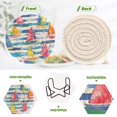 thumbnail image 4 of Yayeee 6 PCS Drink Coasters with Holder Set Woven Absorbent Round Tabletop Hot Pad, Yellow Hand Drawn Sailboats, 4 of 7