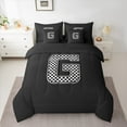 thumbnail image 2 of Feelyou Boys Initial Letter G Twin Bedding Sets 7-Piece, Black Monogrammed A to Z Bedding Comforter Set, Cartoon Theme Reversible Sheet Sets, Microfiber Bedroom Decor, 2 of 7