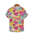 thumbnail image 2 of Yaoyar Men's Hawaiian Shirt Valentines Day Heart Short Sleeve Beach Button Down Causal Top Print Tropical Hawaii Shirts, 2 of 5