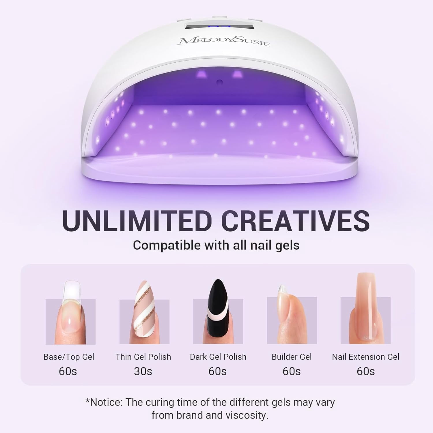 Melodysusie UV Nail Lamp, Plus30I UV Light for Gel Nails True 54W Professional Led Nail Dryer with 3 Timer, Smart Sensor, LCD Display