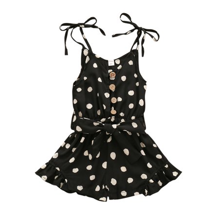 

Baby Girls Romper Toddler Girls Sleeveless Dot Printed Suspender Romper Jumpsuit Outfits For 2-3 Years