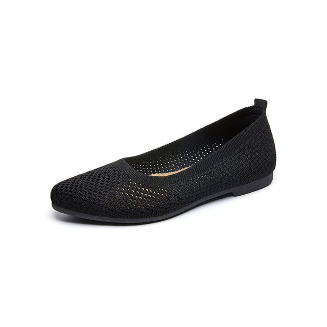 Innerwin Women Loafers Slip On Flats Pointy Toe Anti-Slip Pumps Party 2128 Black 7.5