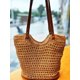 thumbnail image 2 of Bolso tejido de paja 2024, bolso retro literario tejido a mano, bolso informal de algodón para mujer, bolso de hombro para vacaciones en la playa, bolso de mano, 2 of 5