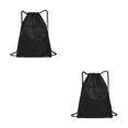 thumbnail image 1 of VONKY Portable Nylon Drawstring Bag Sack Beach Gym Backpack Shoes Bags Convenient and Versatile Black 2Set, 1 of 6