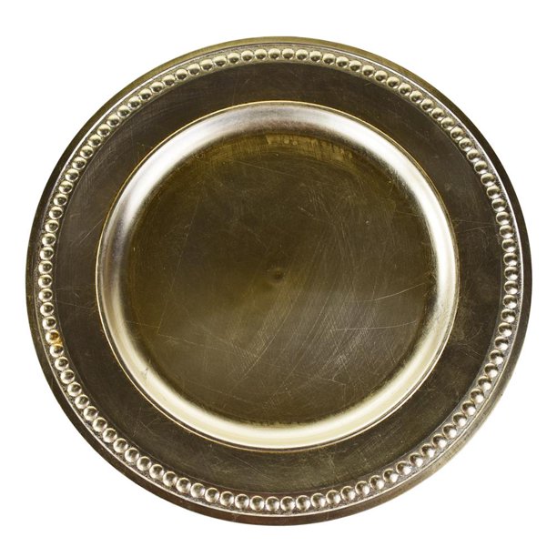 Beaded Trim Charger Plate, Champagne, 14Inch