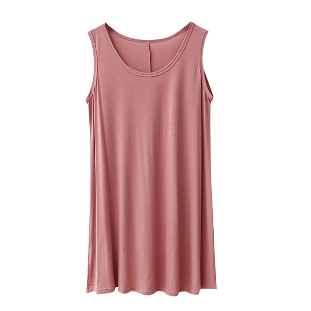 HVOBTTY Robes d'Été Décontractées Sans Manches pour Femmes, Robe Unie Sans Manches Grande Taille Col Rond Rouge, TTG