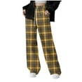 thumbnail image 2 of BRGZLK Girls Plaid Sweatpant Trendy Casual Comfy Wide Leg Drawstring Wear Outside Sweatpants with Pocket for Spring 2026 Black 14-15 Years, 2 of 5
