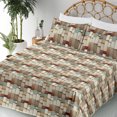 thumbnail image 3 of Ambesonne Pastoral Fitted & Flat Sheet with Shams 4 Pcs Set, Rustic Look Whimsical Art, Queen, Laurel Green Eggshell, 3 of 5