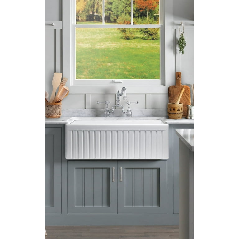 Sutton Place Farmhouse Fireclay 24 in. Single Bowl Kitchen Sink with Grid with Grid and Strainer Sutton Place Farmhouse Fireclay 24 in. Single Bowl Kitchen Sink with Grid with Grid and Strainer