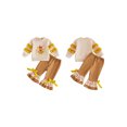 thumbnail image 2 of RUINIXCW Toddler Baby Girl Thanksgiving Outfit Infant Baby Girls Fall Winter Clothes Turkey Embroidery Ruffle Long Sleeve Sweatshirt and Bell Bottom Floral Pants Set, 2 of 10