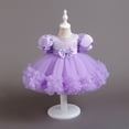 thumbnail image 2 of Nyeemya Baby Girls Sequins Frilly Princess Dress Birthday Bubble Sleeve Bowknot Pageant Performance Purple 110, 2 of 6