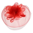 thumbnail image 1 of Chic Headwear Mesh Veil Feathered Loop Flower Fascinator - Red, 1 of 1