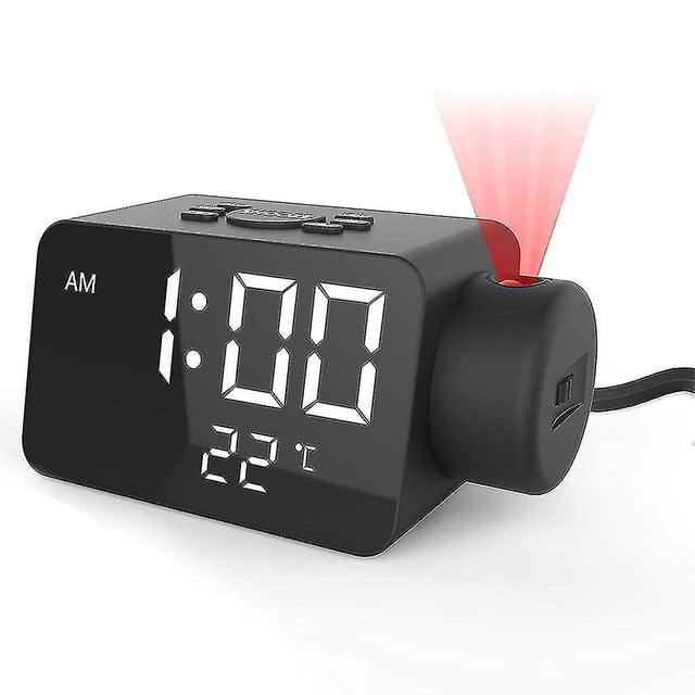 Reloj despertador digital proyectado con puerto USB, compatible con repetición de dormitorio