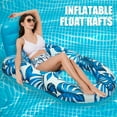 thumbnail image 2 of Inflatable Float Raft Water Lounger Thick Pool Float Lounge Inflatable Recliner Raft with Drink Holder and Backrest Soft Swimming Pool Floating Chair for Adults, 2 of 8