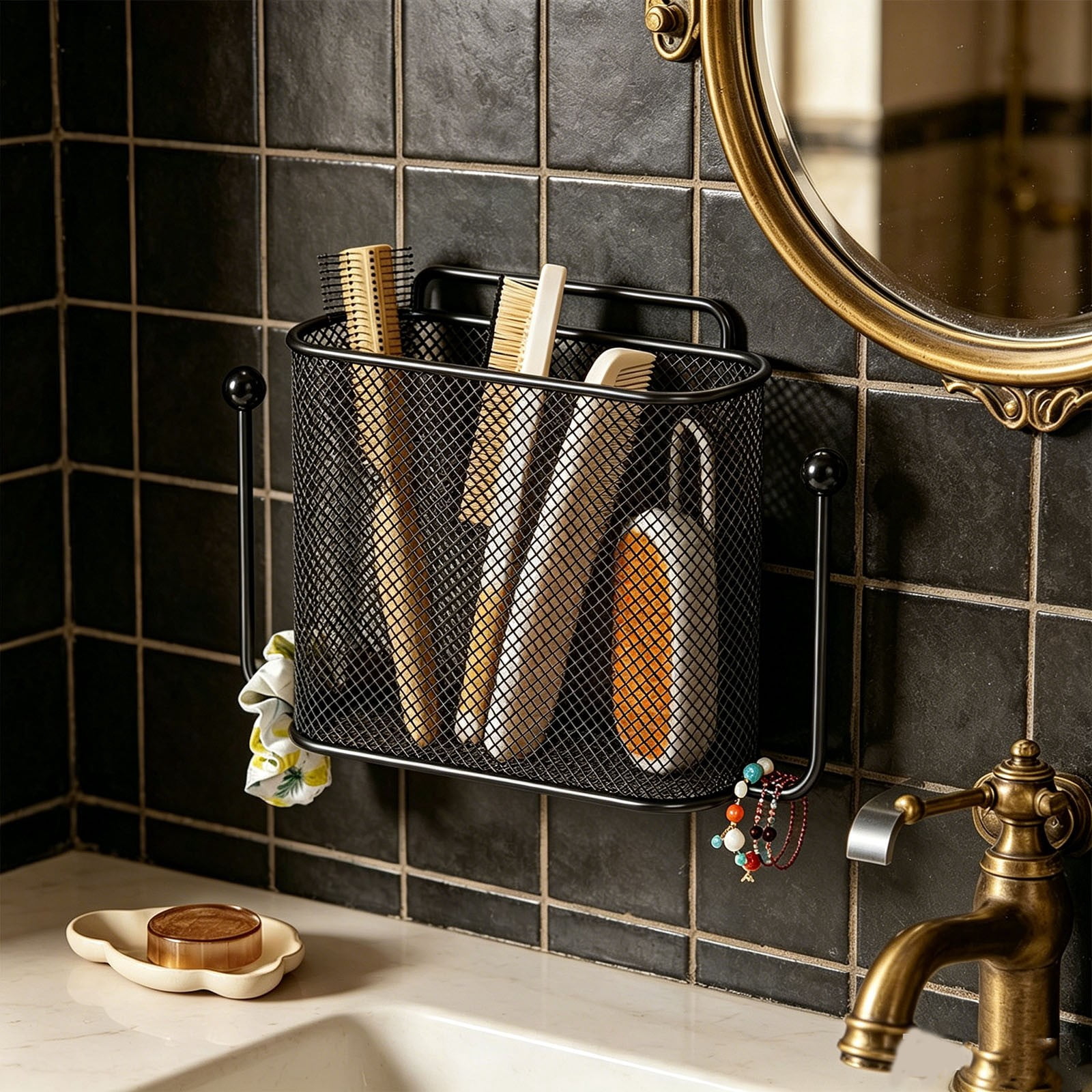 Viflosae Shower Caddy Shower Rack Bathroom Wall Mounted Storage Box Bathroom Wall Mounted Shelf Non Perforated Storage Tube