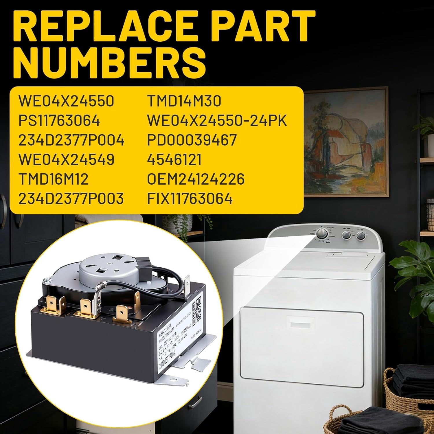 WE04X24550 234D2377P004 Dryer Timer Replacement Compatible With G.E Dryer GTX42GASJ2WW GTD42GASJ3WW GTX42EASJ2WW GTD42EASJ1WW GTD48GASW0WB GTD48EASW0WB GTD42GASJ0WW GTD42EASJ2WW GTD42EASJ0WW