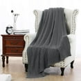 thumbnail image 4 of PiccoCasa Super Soft Warm 100% Cotton Cable Knit Throw Blanket for Sofa Couch Bedding Home Dark Grey 47 x 70 inch, 4 of 7