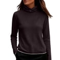thumbnail image 5 of Liweisiy Cowl Turtleneck Top For Womens Soft Knit Long Sleeve Loose Fit Sweater Fall Daily Layering Tees Coffee 2XL, 5 of 7