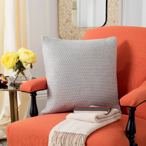 SAFAVIEH Tickled Grey Knit Geometric Pillow, 20" x 20", Palewisper