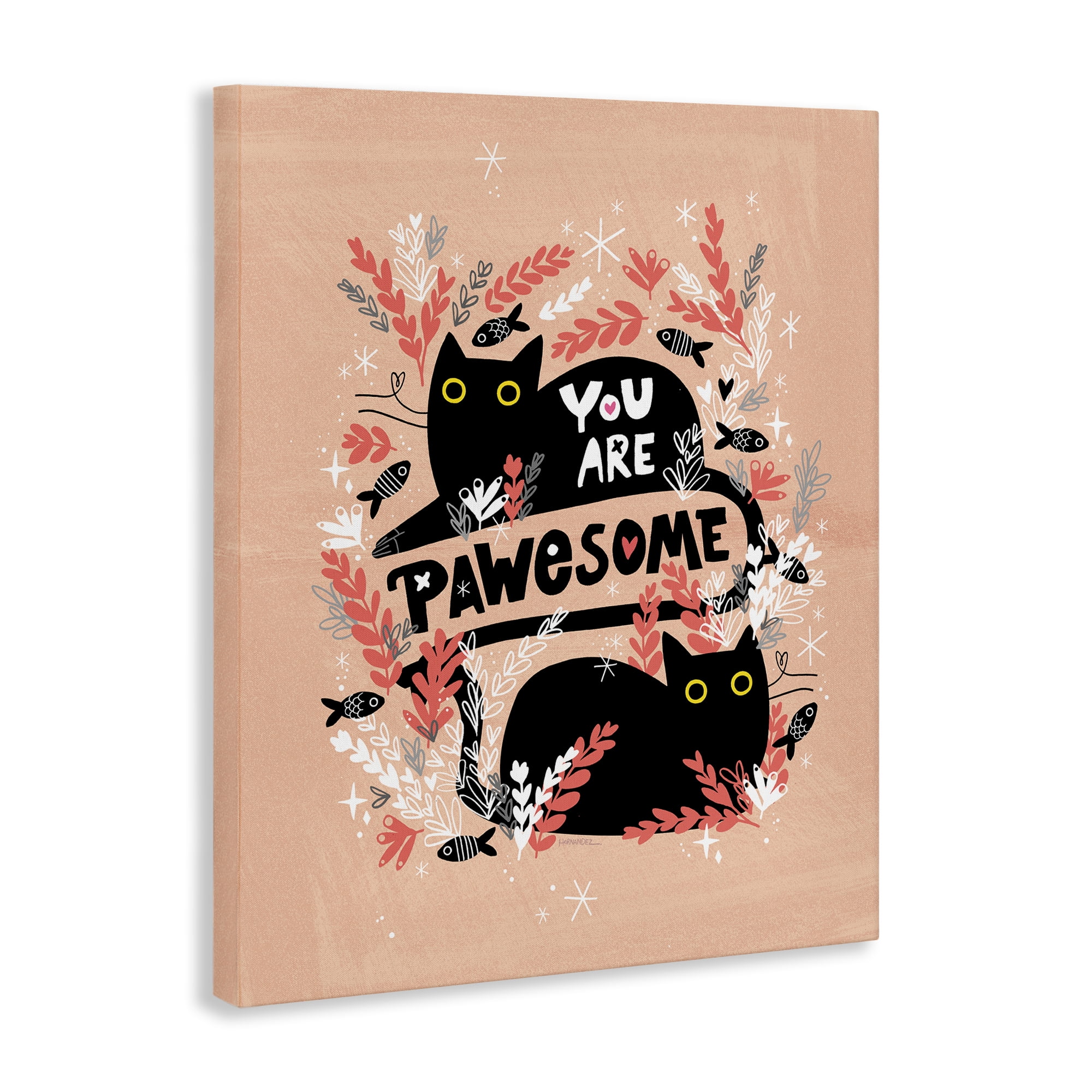 Stupell Industries You Are Pawesome Cats Animals Painting Wrapped Canvas Art Print Wall Art, 24 x 30
